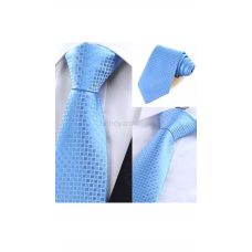 Stropdas lichtblauw met zilver Ruitje